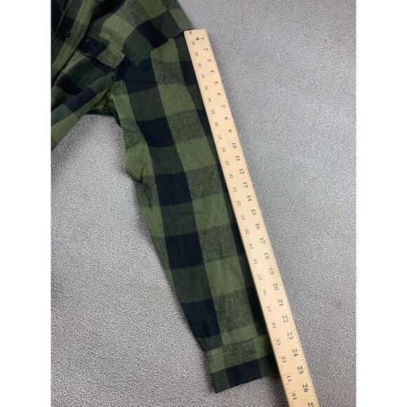 Burnside Men's Size Medium Army Green Black Flannel Shirt Plaid Long Sleeve NWT - Picture 10 of 13